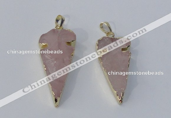 NGP3027 15*35mm – 20*50mm arrowhead rose quartz gemstone pendants