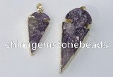 NGP3029 15*35mm – 20*50mm arrowhead amethyst gemstone pendants