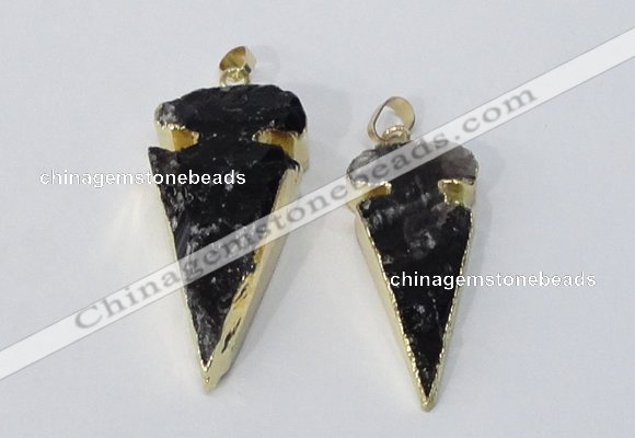 NGP3030 15*35mm – 20*50mm arrowhead smoky quartz gemstone pendants