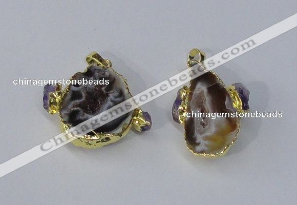 NGP3036 20*30mm – 25*35mm freeform druzy agate pendants