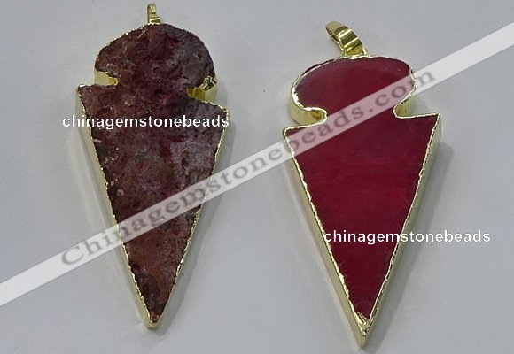 NGP3052 25*50mm - 28*55mm arrowhead agate pendants wholesale