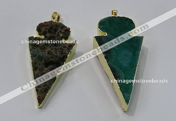 NGP3055 25*50mm - 28*55mm arrowhead agate pendants wholesale