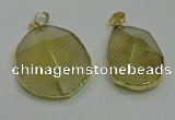 NGP3063 25*35mm – 35*45mm freeform lemon quartz pendants