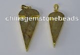 NGP3065 18*40mm – 22*50mm arrowhead sea sediment jasper pendants