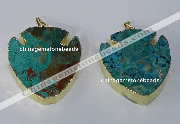 NGP3067 35*40mm – 40*45mm arrowhead ocean agate pendants