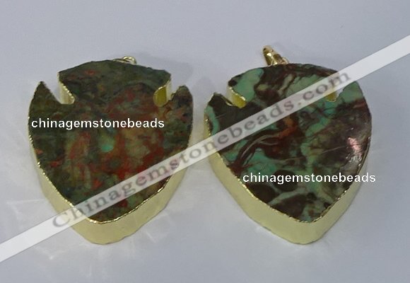 NGP3068 35*40mm – 40*45mm arrowhead ocean agate pendants