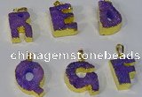 NGP3072 20*25mm - 25*30mm letter druzy agate pendants wholesale