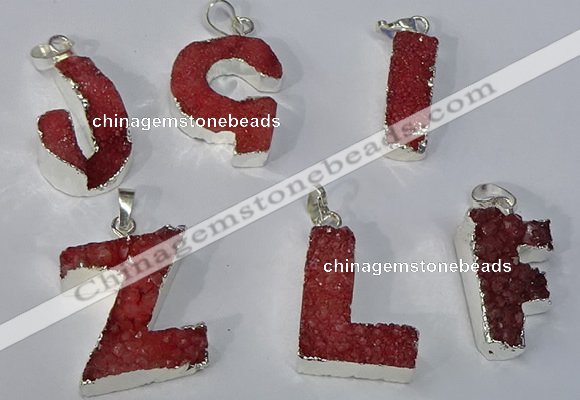 NGP3080 20*25mm - 25*30mm letter druzy agate pendants wholesale