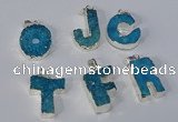 NGP3081 20*25mm - 25*30mm letter druzy agate pendants wholesale