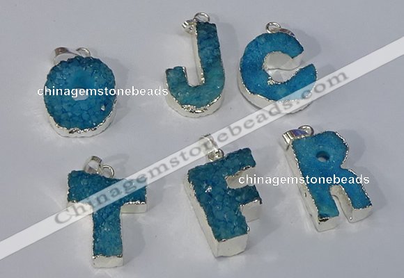 NGP3081 20*25mm - 25*30mm letter druzy agate pendants wholesale