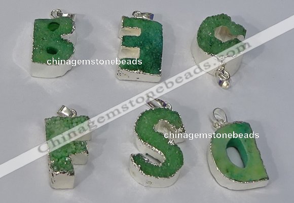 NGP3082 20*25mm - 25*30mm letter druzy agate pendants wholesale