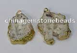 NGP3135 25*35mm - 40*50mm freeform plated druzy agate pendants