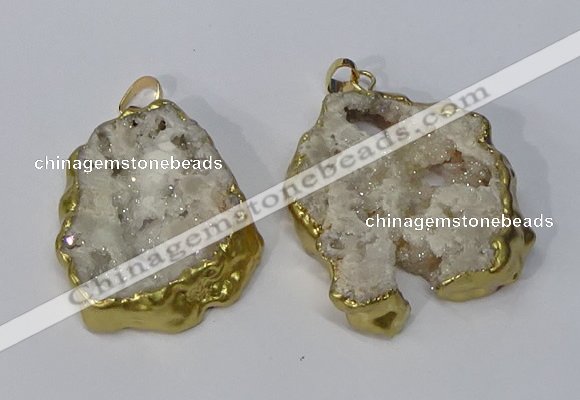 NGP3135 25*35mm - 40*50mm freeform plated druzy agate pendants