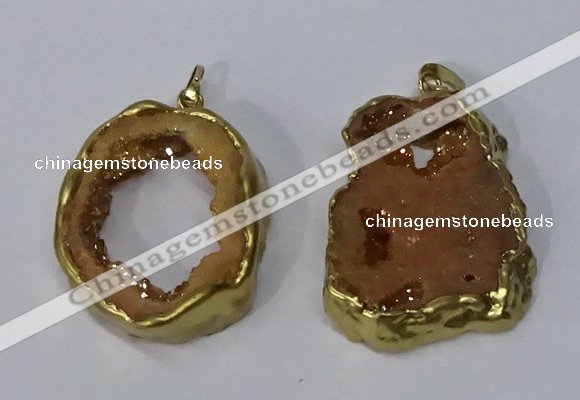 NGP3142 25*35mm - 40*50mm freeform plated druzy agate pendants