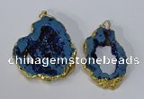 NGP3144 25*35mm - 40*50mm freeform plated druzy agate pendants