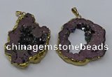 NGP3146 25*35mm - 40*50mm freeform plated druzy agate pendants