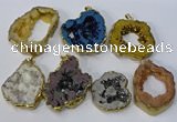 NGP3147 25*35mm - 40*50mm freeform plated druzy agate pendants