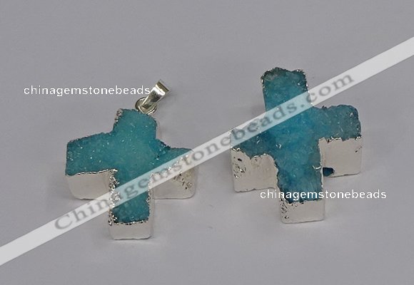 NGP3174 25*26mm - 27*28mm cross druzy agate pendants wholesale