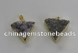 NGP3220 25*30mm - 30*35mm triangle druzy agate pendants