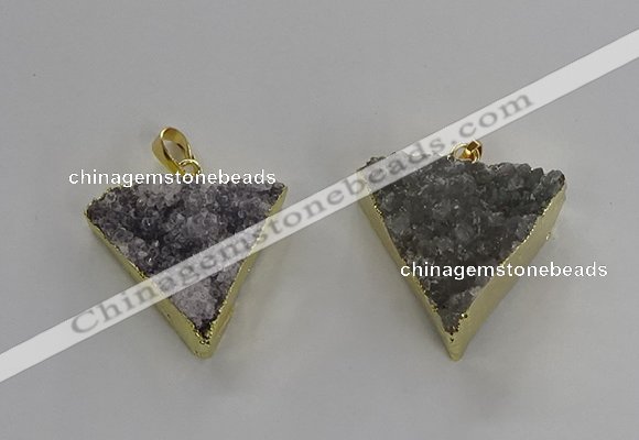 NGP3220 25*30mm - 30*35mm triangle druzy agate pendants