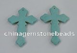 NGP3224 50*75mm cross turquoise gemstone pendants wholeasle