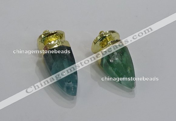 NGP3251 15*30mm - 18*35mm faceted bullet fluorite pendants