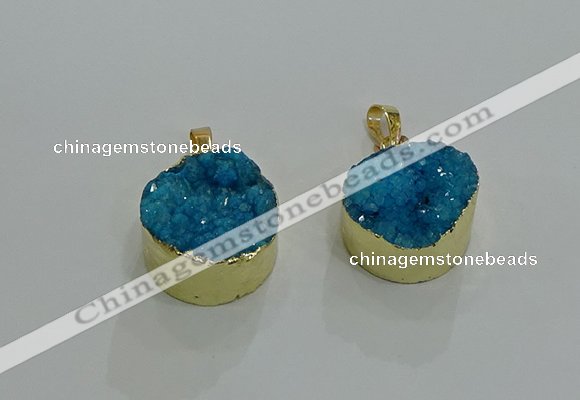 NGP3258 20mm - 22mm coin druzy agate pendants wholesale