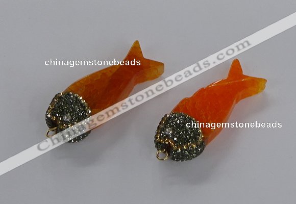 NGP3273 16*52mm - 18*56mm fish-shaped agate gemstone pendants