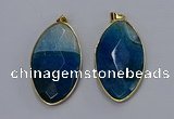 NGP3288 33*55mm faceted marquise agate gemstone pendants wholesale