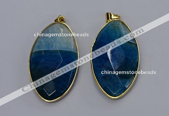 NGP3288 33*55mm faceted marquise agate gemstone pendants wholesale