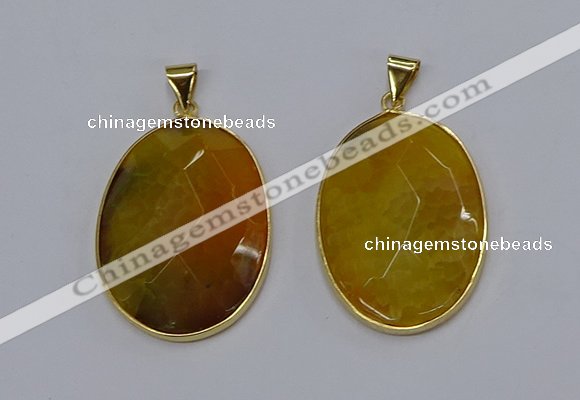 NGP3292 33*45mm faceted oval agate gemstone pendants wholesale