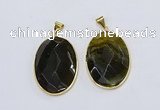 NGP3293 33*45mm faceted oval agate gemstone pendants wholesale