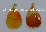 NGP3294 37*57mm faceted flat teardrop agate gemstone pendants