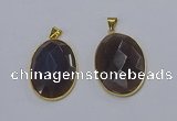 NGP3295 33*45mm faceted oval agate gemstone pendants wholesale