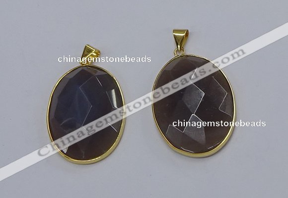 NGP3295 33*45mm faceted oval agate gemstone pendants wholesale