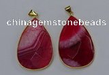 NGP3296 37*57mm faceted flat teardrop agate gemstone pendants