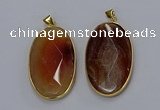 NGP3298 34*57mm faceted oval agate gemstone pendants wholesale