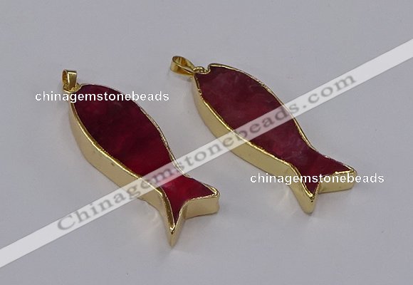 NGP3314 16*50mm - 18*52mm fish-shaped agate gemstone pendants