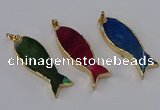 NGP3319 16*50mm - 18*52mm fish-shaped agate gemstone pendants
