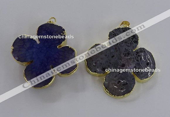 NGP3334 43*45mm - 45*47mm flower agate gemstone pendants