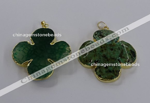 NGP3337 43*45mm - 45*47mm flower agate gemstone pendants