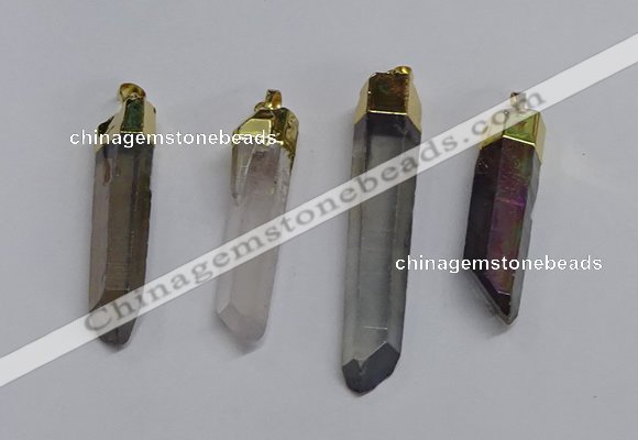NGP3405 10*45mm - 12*55mm sticks plated quartz pendants wholesale