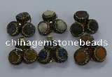 NGP3420 14mm - 16mm coin druzy agate gemstone pendants