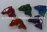 NGP3429 25*40mm - 30*45mm dolphin agate gemstone pendants