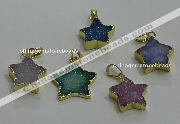 NGP3432 15*15mm - 18*18mm star druzy agate gemstone pendants