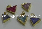 NGP3435 12*16mm - 15*20mm triangle druzy agate gemstone pendants