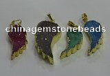 NGP3436 15*25mm - 18*35mm wing-shaped druzy agate gemstone pendants