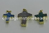 NGP3437 20*22mm - 25*35mm cross druzy agate gemstone pendants