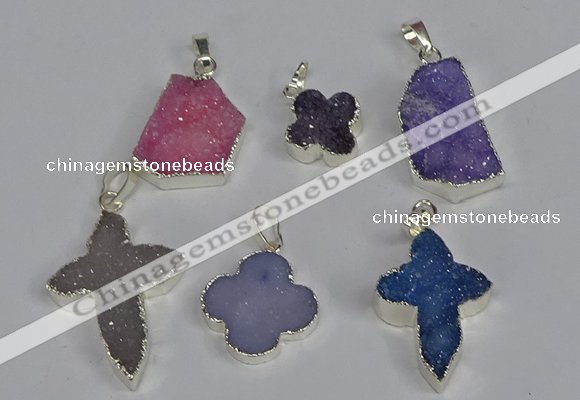 NGP3454 15*15mm - 22*30mm druzy agate gemstone pendants