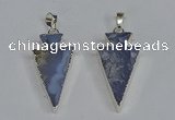 NGP3491 15*30mm - 18*40mm arrowhead blue lace agate pendants